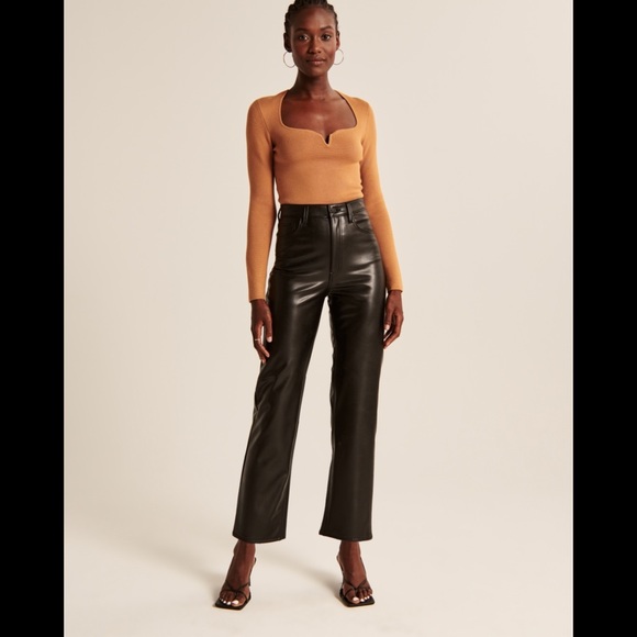 Abercrombie Vegan Leather Ankle‎ Straight Ultra High Rise Pants - Picture 1 of 5